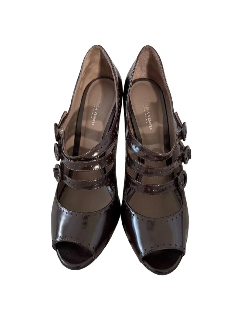 BOTTEGA VENETA Chocolate Brown Mary Janes Heels Size 39.5 / 9.5
